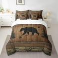 thumbnail image 2 of Erosebridal Rustic Bear Comforter Set 7 Pieces, Animals Hunt Bed Set Adults, Brown Wooden Plank Bedding King with 1 Comforter,1 Flat Sheet,2 Pillowcases, 2 of 5