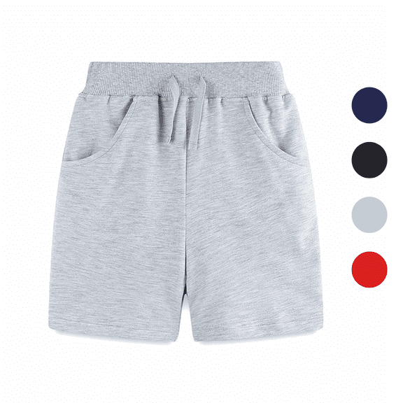 Fozruso Toddler Kids Ctton Comfort Soft Sport Shorts Boys Girls Casual Running Shorts with Elastic Drawstring(Black)