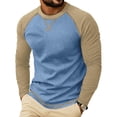 thumbnail image 2 of WRKEKC Mens Long Sleeve Tee Shirts Two Tone Raglan Crew Neck Long Sleeve Soft Knit Curved Hem Daily Casual Pullover Tops, 2 of 7