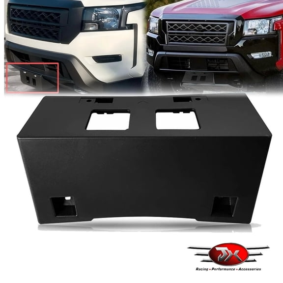 JX RACING Black Front Bumper License Plate Bracket Compatible with 2022 2023 2024 2025 Nissan Frontier 96210-9BU0A Frame Holder Mount Bracket