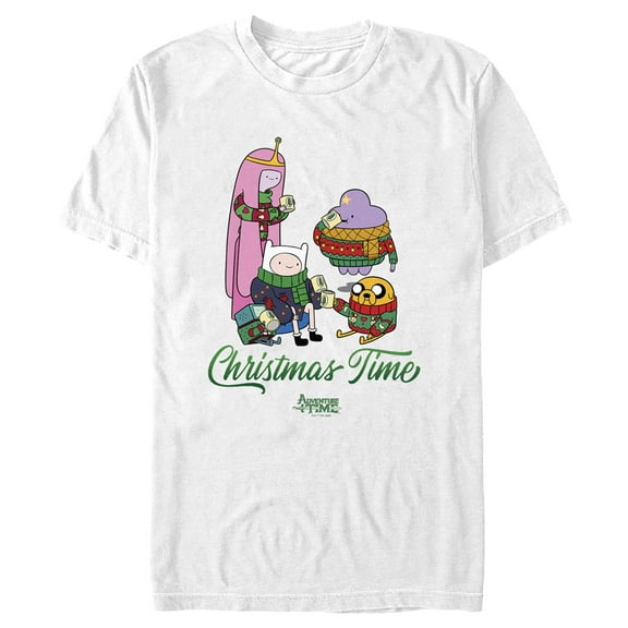 Men's Adventure Time Christmas Time Graphic Tee White 2X Large