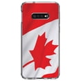 thumbnail image 1 of DistinctInk Clear Shockproof Hybrid Case for Samsung Galaxy S10e (5.8" Screen) - TPU Bumper, Acrylic Back, Tempered Glass Screen Protector - Red White Canadian Flag Canada - Canada, 1 of 2