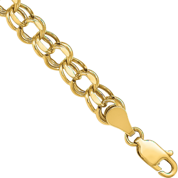 14K Solid Yellow Gold 5.5mm Double Link Chain Charm Bracelet