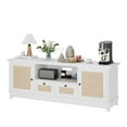 thumbnail image 3 of Garvee TV Stand for 65+ Inch TV, Rattan Entertainment Center TV Media Console Table, Modern TV Stand with Storage and 2 Mesh Door, Living Room, Boho, White, 3 of 9