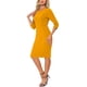 thumbnail image 4 of Vestido Vintage para Mujer Inspire Chic de Manga 3/4, Vestidos Sheath para Trabajar, Amarillo M, 4 of 6