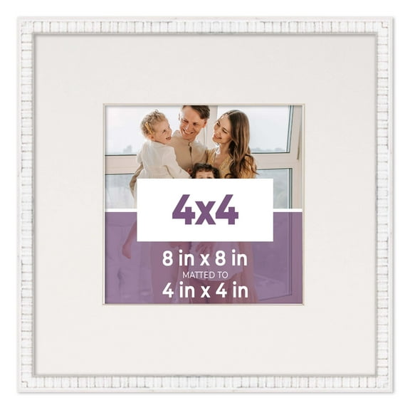 4x4 In Frame White With Black Picture Mat For 4x4 In Photo - White 8x8 Frame To Display Print or