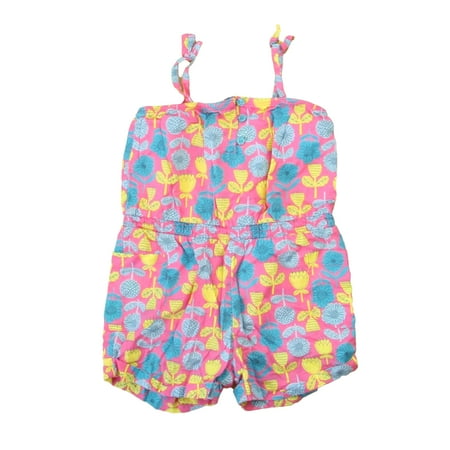 

Pre-owned Gap Girls Pink | Blue | Yellow Floral Romper size: 4T