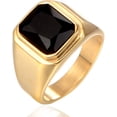 thumbnail image 3 of Men's Stainless Steel Gold/Silver/Black Plated Ring with Square Gemstone Multicolor Stone, 3 of 14