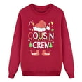thumbnail image 4 of Fiaer Christmas Family Matching Sweatshirt Long Sleeve Letter Santa Hat Print Pullover Trendy Crew Neck Loose Fit Warm Breathable Tops Mom Red2 S, 4 of 4