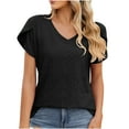thumbnail image 5 of Summmer Clearance Giftesty Fashion Womens Casual Solid Color V Neck Short Sleeve Tops Loose Blouses Sizes S-XXL, 5 of 7
