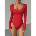 thumbnail image 4 of MOYIKO Square Neck Long Sleeve Body Suits for Womens Fitted Tops,Size XX-Large, 4 of 7