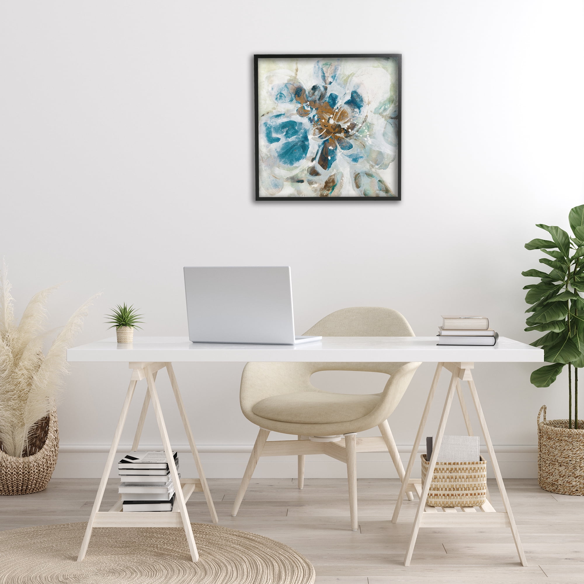 Stupell Industries Distorted Splatter Abstraction Abstract Painting Black Framed Art Print Wall Art, 24 x 24
