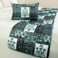 thumbnail image 4 of The HomeCentric King / Queen / Twin Blue Designer King 90"x18" Bed Runner With 2 Pillow Cover, Persian Pattern & Quilted Bed Scarf on Satin fabric - Bahar, 4 of 4