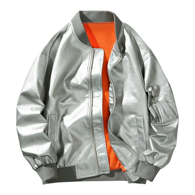 Styesk Jackets for Men Men's Dashion Motorcycle Solid Color Zipper Pocket Leather Long Sleeved Hooded Jacket