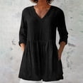 thumbnail image 4 of Black Womens Blouses Women's Spring and Summer New Cotton and V Neck Mid Sleeve Mid Length T Shirt Ladies Tops and Blouses, 4 of 4
