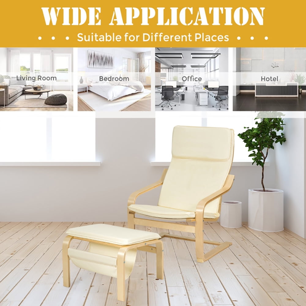 Finihen Bentwood RecliningChair, Relax Bentwood Lounge Chair Set with Magazine Rack, for Living Room, Bedroom, White Finihen Bentwood RecliningChair, Relax Bentwood Lounge Chair Set with Magazine Rack, for Living Room, Bedroom, White