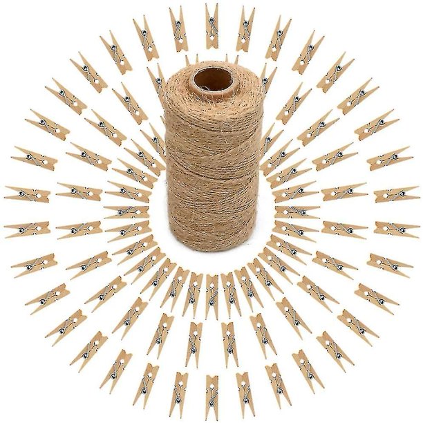 Miniclip de madera de 3,5 cm. 100 piezas de tacos de madera Clips para manualidades con fotos Mini alfileres para ropa