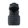thumbnail image 2 of Toddler Kids Cotton Puffy Vests Boys Girls Quilted Vests Sleeveless Padded Jacket Coat with Cute Hood Dark Gray 12M, 2 of 3