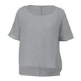 thumbnail image 5 of Gray Tshirts for Women's Summer Short Sleeved Solid Color Casual Loose Cloud Cotton Comfortable Top Womens Shirts, 5 of 6