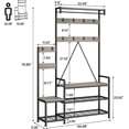 thumbnail image 2 of Parent-Child Hall Tree with Bench, Industrial Coat Rack & Shoe Storage with Removable Hooks, 2 of 8