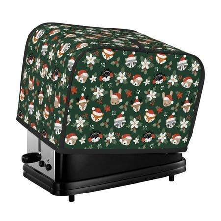 

KLL Festive Forest Friends Print 2 Slice Toaster Dust Covers Kitchen Small Appliance Cover with 2 Pockets Can hold Jam Spreader Knife & Toaster Tongs (11.4 x 7.9 x 7.5)