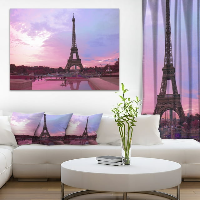 Paris Eiffel Towerin Ton Violet - Impression sur Toile Photographie de Paysage