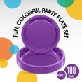 thumbnail image 6 of Exquisite Plastic Plate Combo 100 Pack 9 & 7 Inch Purple Plastic Disposable Party Plates, 6 of 6