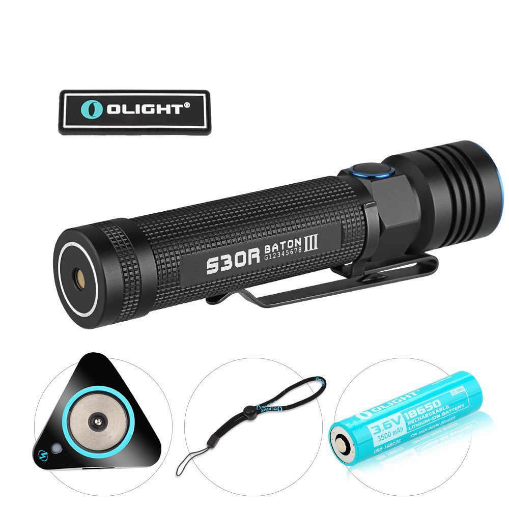 Olight S30R Baton III 1050 Lumens Rechargeable LED Flashlight w/ Battery & Dock 