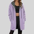 thumbnail image 2 of idosla Women's Zip Up Hoodies Oversized Fleece Long Tunic Y2K Sweatshirts Casual Long Sleeve 2025 Fall Hoodie Jacket Coat (Light Purple, XL), 2 of 5