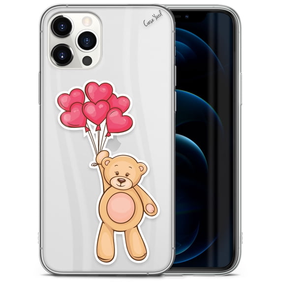 Case Yard iPhone-12/12-Pro Case Clear Soft & Flexible TPU Ultra Low Profile Slim Fit Thin Shockproof Transparent Bumper Protective Cover Drop Protective Cell Phone Cases (Balloons and Teddy)