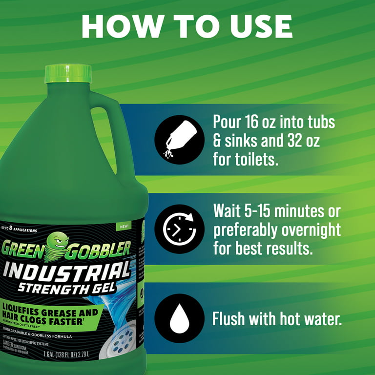 Green Gobbler Pro-Power Industrial Strength Hair & Grease Drain Clog Remover Gel