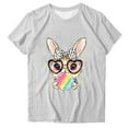 thumbnail image 3 of VBTAPA Easter Teacher T-Shirt for Women Cute Bunny Eggs Graphic Tees Funny Novelty Shirt Holiday Party Blouse Tops Sales of Today Gray XXL, 3 of 5