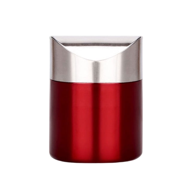 Cubo de basura de escritorio, cubo de basura de encimera con tapa abatible, Mini contenedor de limpieza de basura, cubo de basura organizador de Suministros de limpieza para el hogar Vino rojo Bewildely HA083742-04