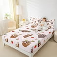 thumbnail image 4 of Manfei Cartoon Sloth Lover Twin Sheet Sets, Red Strawberry Twin Fitted Sheet, Kawaii Cute Animal Flat Sheet, Super Cozy Room Decor, 3-Piece, 4 of 7