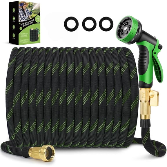 100FT Non-Expanding Garden Hose, Lightweight, Flexible Ultra-Light Water Hose, Burst-Resistant, Lead-Free, Anti-Kink, High-Pressure