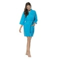 thumbnail image 5 of Turquaz Linen Waffle Kimono Turquoise Short Robe Square Pattern, 5 of 5