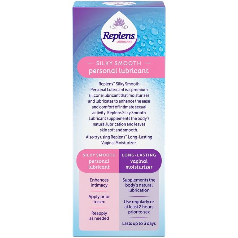 Replens Silky Smooth Personal Lubricant - 3 Pack, Vaginal Dryness Relief,  Intimate Feminine Lubrication, 2.7 oz Each