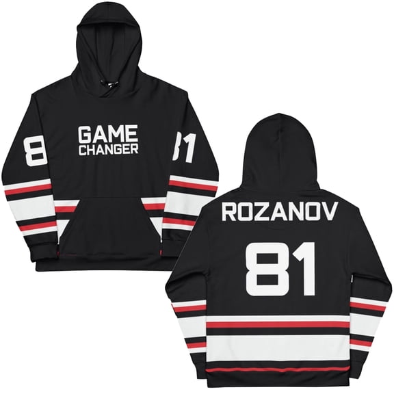 Heated Rivalry Inspired Merch Rozanov 81 Black Jersey Hoodie – Unisex Long Sleeve Pullover Sweatshirt, Casual Streetwear Top TV Series Fans
