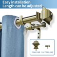 thumbnail image 2 of Urbanest Adjustable Double Curtain Rod Set Pila Manhattan Finials – 1″ Front & 5/8 Back Rod With Antique Brass Rod, 84–120 Inches, 2 of 6