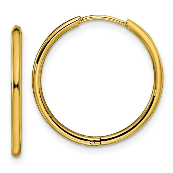 Primal Steel Stainless Steel Yellow IP-plated 1.6mm Hinged Hoop Earrings