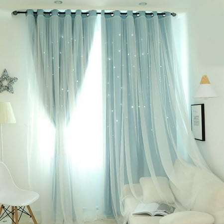 Romance Double Deck Cloth Blackout Floor Standing Curtain Star Hollow D Window Curtains For Living Room Canada Romance Double Deck Cloth Blackout, Living Room Window Curtain Material
