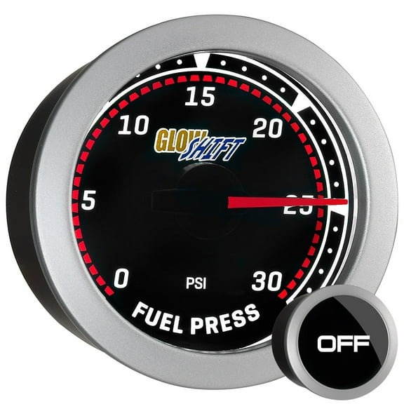 GlowShift | 2-1/16 (52mm) Tinted Series 30 PSI Fuel Pressure Gauge for Cars and Trucks