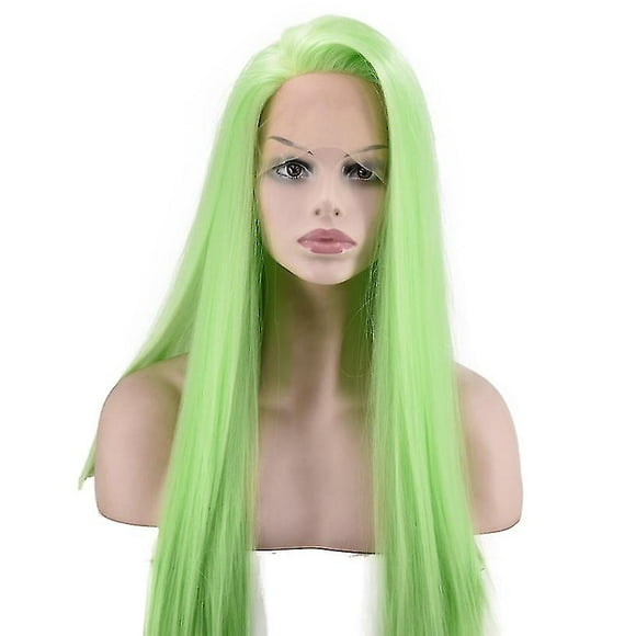 Synthetic Lace Front Wig Straight Lace Wigs Mixed Green Wig Hair Replacement Wigs