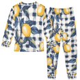 thumbnail image 2 of FORMRS Long Sleeve Top and Pants Pajama Set for Niños 2-Piece Sleepwear, Sizes 18M-8Y, Beige Plaid Lemon, 2 of 6