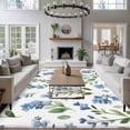 thumbnail image 3 of Blue Flowers Area Rugs 6'x9', Washable Small Throw Rugs for Kitchen Dining room, Spring Floral Farmhouse Leaves Rustic Indoor Outdoor Rug Non-Slip Low Pile Carpet Runner Reversible Floor Mats, 3 of 8
