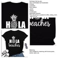 thumbnail image 3 of Camiseta Estampado De Letras Cuello Redondo Manga Corta Casual Suelto Cómodo Básico Verano Top Negro Blanco Fuente M, 3 of 4