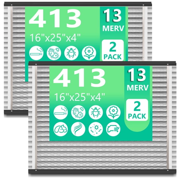 2 Pack 413 Replacement Filter Compatible with AprilAire Whole House Air Purifier 1410, 1610, 2410, 2416, 3410, 4400, MERV 13, 16 x 25 x 4 Air Filter