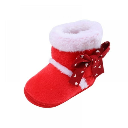 

Monfince Prewalker Toddler Boots Premium Soft Anti-Slip Sole Warm Winter Boots for Infant Baby Girls Red 0-6 Months