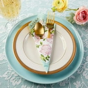 Kate Aspen Decorative 2 Ply Paper Napkins - Set of 60 - 6.5 Inch Durable Disposable Serveware, Easy Cleanup for Wedding, Bridal Shower, Tea Party (Bulk) - Blue Tea Time Whimsy