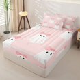 thumbnail image 2 of Homewish Cartoon Bow Ghost Zipper Twin Comforter Sets with Fitted Sheet and 2 Pillowcases for Girls, Halloween Skull Ribbon Zipper Bedding Set, Pink Reversible, 4-Piece, 2 of 6